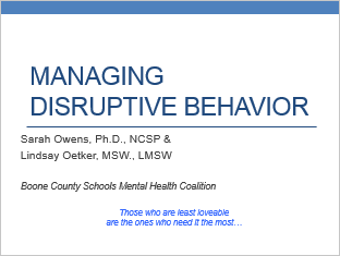 Understanding and Managing Disruptive Behavior for Primary & Elementary Teachers Title Slide